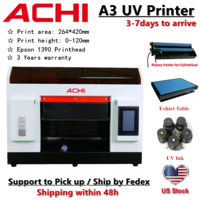 ACHI A3 UV Printer Flat Printer Rotary Holder for Metal Cylindrical Bottle Fast Print