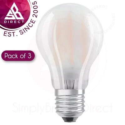 Osram LED Lamp Bulb Frosted Filament 100W GLS ES (E27)│100 W│Warm White│3 PACK - Image 1 of 3