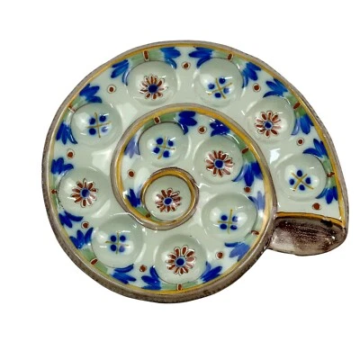 "Plato de caracol mayólica de loza francesa del siglo XIX de cerámica Emile Galle 7,75""" Foto 1 de 4