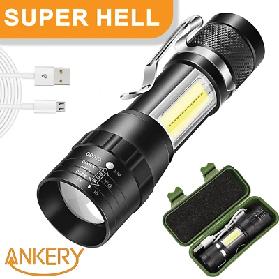 ANKERY Taschenlampen LED super Hell Lampe Leuchtkraft Polizei USB AUFLADBAR Camping Top