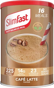 SlimFast Meal Replacement Shake, Café Latte, High Fiber, 16 Servings, 584g - Picture 1 of 9