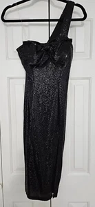 Emerald Sundae Womens Sequined Split Hem bow at bust Bodycon Dress Juniors M NWT - Picture 1 of 8