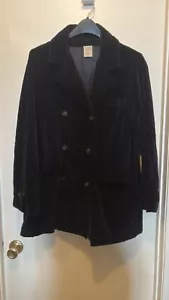 Old Navy Double Breasted, Medium Black Velour Vintage blazer jacket coat - Picture 1 of 6