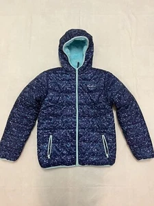 NWOT! Eddie Bauer Reversible Puffer Fleece Jacket Girls Sz LRG 14-16 Purple/Aqua - Picture 1 of 12
