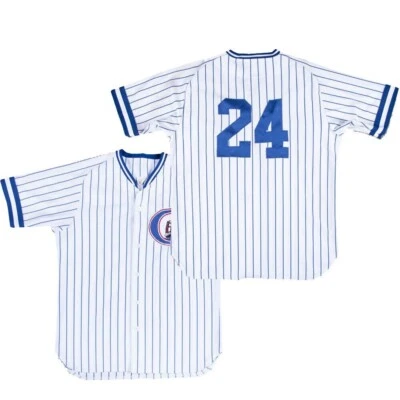 Camiseta de béisbol Throwback Derek #24 Columbus cosida a rayas personalizada Foto 1 de 2