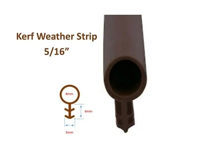 5/16" Window Kerf Slot Sash Weatherstrip Weather Seal Bulb Bubble Brown - Image 1 of 3