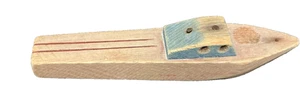 Vintage Antique Wooden Toy Primitive Boat, Speed Boat Unsigned Handmade 7” - Picture 1 of 4