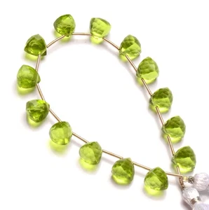 Peridot Color Quartz 8 mm Size Faceted Trillion Shape Beads 6" Strand - Picture 1 of 9
