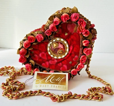 Mary Frances “Roses Are Red” Crossbody Heart Bag NWT - Image 1 of 4