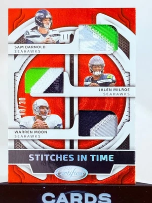 Puntadas certificadas Panini 2025 en el tiempo Darnold, Milroe, Moon Seahawks/30 Foto 1 de 2