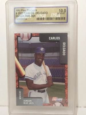 Fleer Procards 1992 Carlos Delgado #2003 Dunedin Blue Jays novato Estados Unidos gema MT 10 Foto 1 de 2