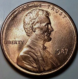 1987 P Lincoln Memorial Cent Penny 1C Broadstrike Error - Picture 1 of 2