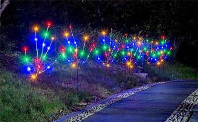 Pre-lit 3PK Christmas Twig Branches Pathway Lights with 30'' 60 LED Multi Color