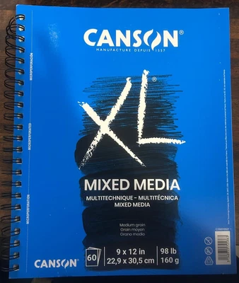 Almofada de mídia mista Canson XL Series, fio lateral, 9X12 polegadas, 60 folhas – peso pesado - Imagem 1 de 4