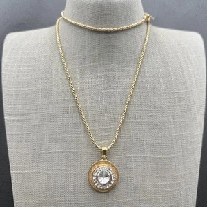 Vintage Monet Anhänger Halskette Kristall Akzente goldfarbene Kette Damen 28" Schmuck - Bild 1 von 10