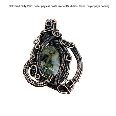 Oferta Black Friday Ovalada Cobre Serafinita Piedras Preciosas Alambre Envuelto Colgante Cobre Foto 1 de 4