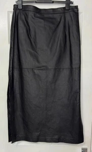 Genuine Leather Vintage Style Black Midi Skirt – UK 16 – New with Tags - Picture 1 of 9