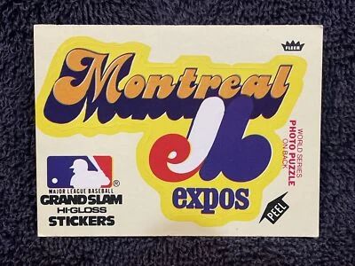 VINTAGE 1970's Montreal Expos Fleer Grand Slam Team Logo Sticker Card, NICE!! - Image 1 of 2