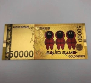 Billete de banco para juegos de calamares enchapados en lámina de oro de 24 K - Imagen 1 de 3