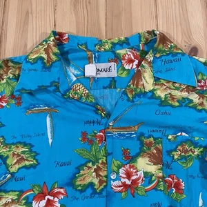 Vintage Pomare Shirt Mens XL or 2XL Blue Yellow Hawaiian Islands - Picture 1 of 7