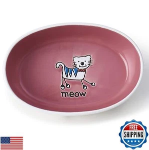 PetRageous 11023 Silly Kitty Oval Dishwasher Safe Stoneware Cat Bowl 6.5-Inch - Picture 1 of 3
