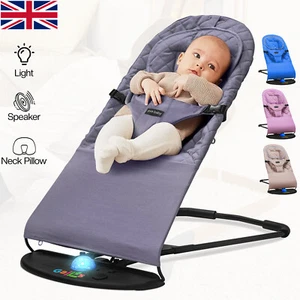 Baby Bouncer Newborn Balance Soft Durable Infant Chair Rocking Seat Foldable UK - Picture 1 of 57