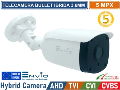 TELECAMERA BULLET IBRIDA 4in1 AHD TVI CVI CVBS 5 MP 2592x1944 3.6MM 20 METRI  - Immagine 1 di 2