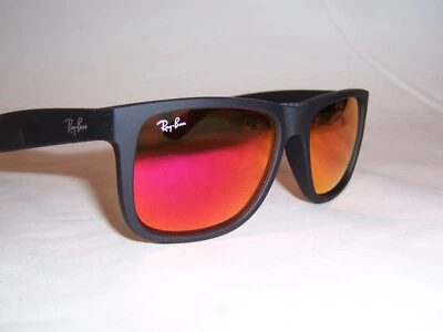 Nuevas gafas de sol RAY BAN JUSTIN 4165 622/6Q goma negro/naranja espejo 54 mm Foto 1 de 4