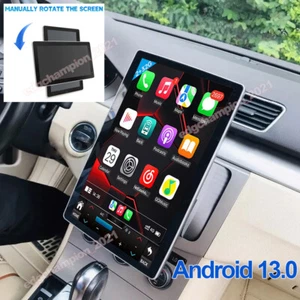 Double 2DIN Rotatable 10.1" Android 13 Touch Car Stereo Radio GPS WIFI Carplay - Picture 1 of 16