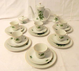 PMR BAVARIA Germany JAEGER & CO. Service Kaffeeservice 6 Personen grüne rosen - Bild 1 von 8