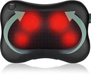 Portable Massage Pillow Neck and Back Massager with Heat,Deep Tissue 3D Kneading - Picture 1 of 9