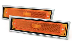 NEW Front Side Marker Lights w/Chrome Trim 81-91 K5 Blazer Suburban Corner Lamps - Picture 1 of 4