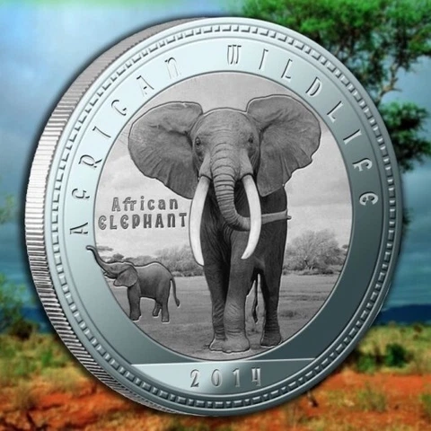 Zambia 1000 kwacha 2014 UNC African Elephant Africa Wildlife Silver Plated Coin Cover