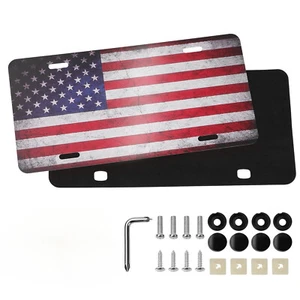 American Flag License Plate, Red Blue Front Flag License Plates - Picture 1 of 12