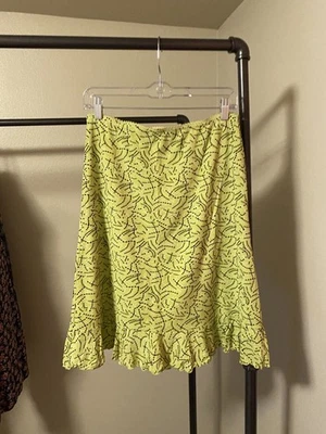 Y2K Chartreuse Fluido Lunares Dobladillo Lechuga Nylon Hada Falda Encaje Festoneado S Foto 1 de 4