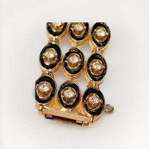 CINER Striking Articulated Bracelet Black Enamel gold ovals encircling EX vtg - Picture 1 of 13