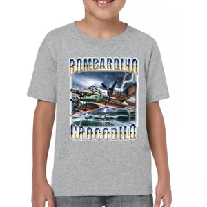 Bombardino Crocodilo Youth T-shirt Italian Brainrot Gen Z Alpha Meme Kids - Picture 1 of 50
