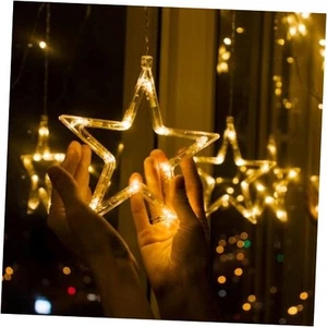 Star Curtain Lights 12 Stars 138 LED Curtain String Lights Plug-in with 8 - Picture 1 of 7
