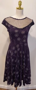 Effies Heart Rockabilly Wish Flower Whimsical Retro 50s Pinup Swing Dress Medium - Imagen 1 de 7