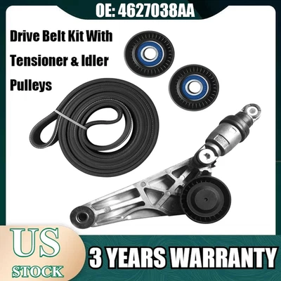 Kit de correa de transmisión con tensor y polea loca para Jeep Wrangler JK 3,6 L 2012-2018 Foto 1 de 4