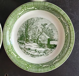 Plato/pastel Royal Green Currier & Ives 10” The Farm in Winter EE. UU. - Imagen 1 de 2