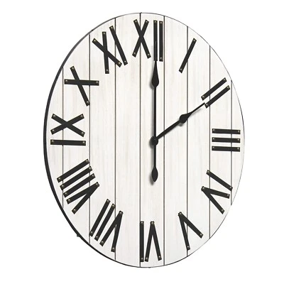Elegant Designs 21" Rustic Farmhouse Wood Wall Clock  White Wash - Image 1 of 4