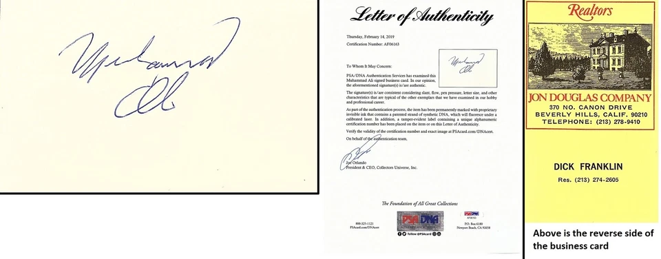 Muhammad Ali Signed - Auto Business Card - Cut Boxing HOF -Died 2016 PSA/DNA LOA - Image 1 of 1