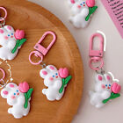 Niedlicher rosa Mini Tulpe Kaninchen Schlüsselanhänger schöner Schlüsselanhänger Tasche Ohrhörer Box Keyri BII