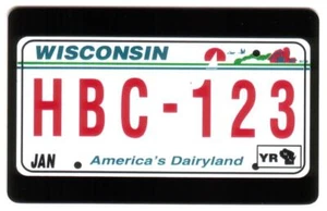 Tarjeta telefónica PRUEBA 10m Wisconsin matrícula 'America's Dairyland' (parte posterior en blanco) - Imagen 1 de 1