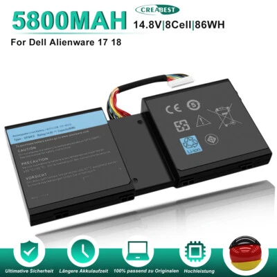 2F8K3 02F8K3 G33TT KJ2PX 0NU209 Akku Für Dell Alienware 17 M17X-R5 18 M18X-R3 - Bild 1 von 4