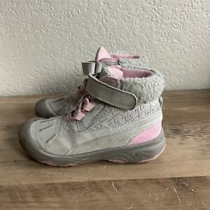 Stride Rite Boots Toddler Girls 10M gray pink 360 Nebraska Hook&Loop