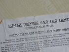 Lumax - Instructions for Model S7 F7 S8 and F8 Driving and Fog Lamps