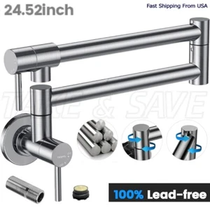 Pot Filler Faucet Wall Mounted 24" Swing Arm Brushed Nickel Finish Modern Design - Picture 1 of 6