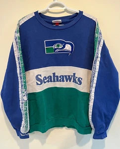 Vintage Mitchell Ness Seattle Seahawks Crewneck Pocketed Sweater Embroidered XXL - Picture 1 of 6